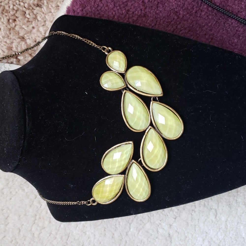 Cost Plus World Market Lime Green Teardrop Statement Necklace